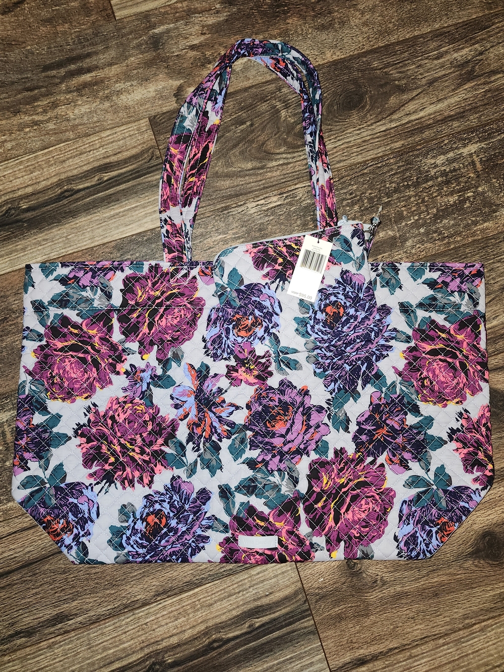 Vera Bradley Floral Quilted Tote in Pink, Purple & Teal
